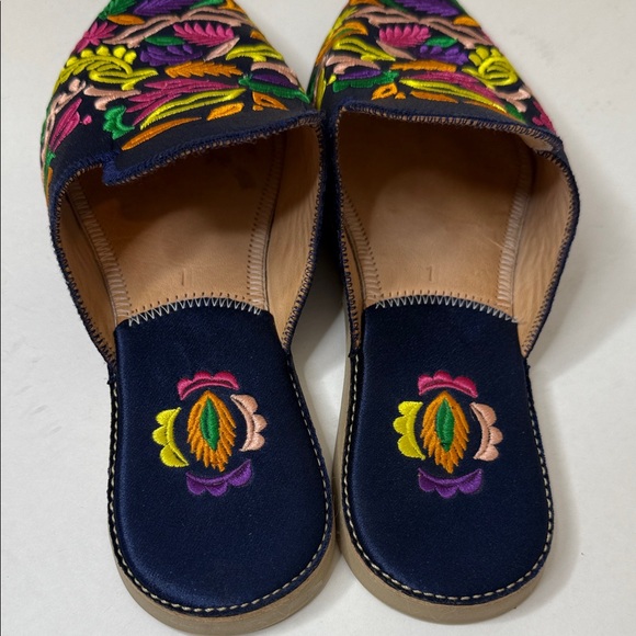 Floral Embroidered Mules - Navy Multicolor - Picture 7 of 8